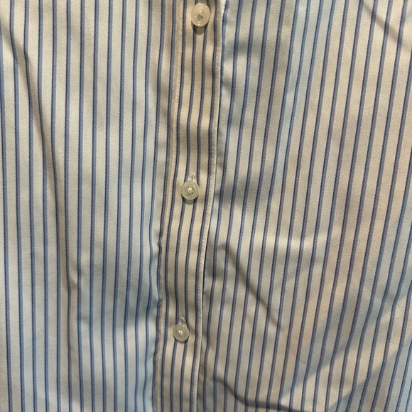 Jones New York Blue Striped Blouse Classic Cotton Top - Picture 3 of 4